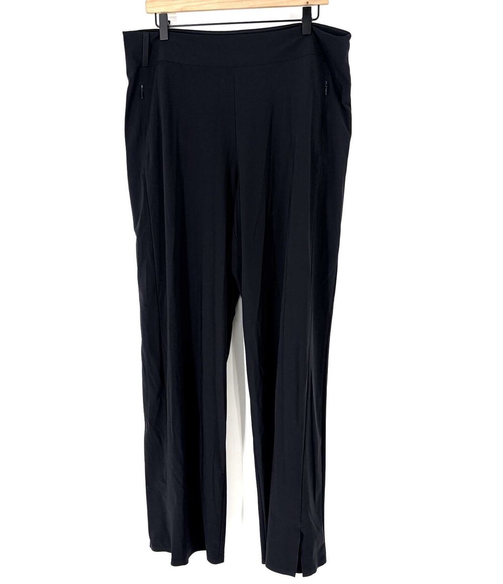 Athleta Pants Size 16 Womens Black Cosmic Wide Leg Pull On Stretch Travel Work